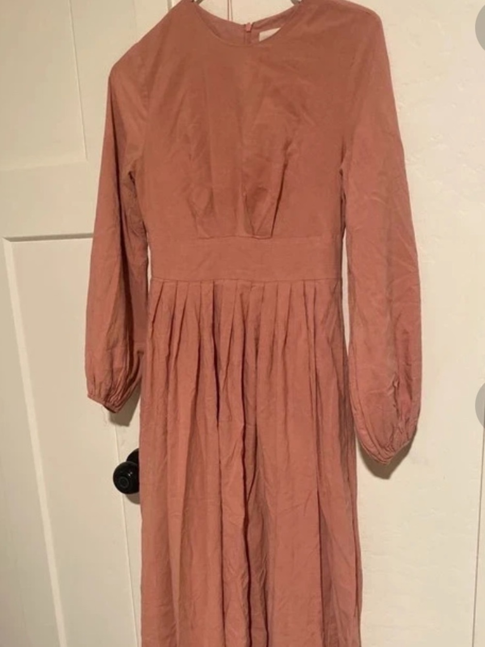 Long Sleeve Midi Dress in Mauve Rose